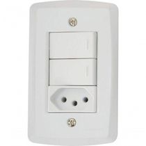 Conjunto 4x2 2 Interruptores Paralelos 10 A 250 V 1 Tomada 2p+t 10 A 250 V Tramontina Lux2