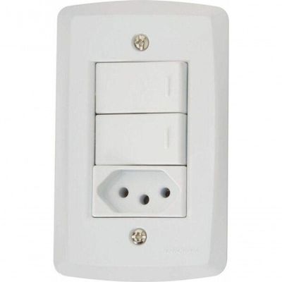 Conjunto 4x2 2 Interruptores Paralelos 10 A 250 V 1 Tomada 2p+t 10 A 250 V Tramontina Lux2