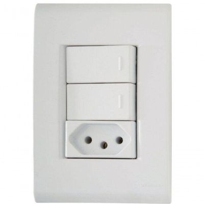 Conjunto 4x2 2 Interruptores Paralelos 10 A 250 V 1 Tomada 2p+t 10 A 250 V Tramontina Liz