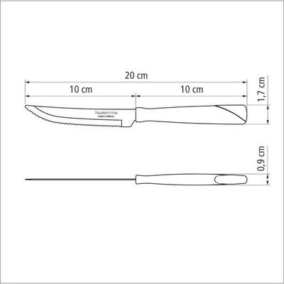 Faca Para Churrasco Tramontina Inox New Kolor 4" Preta