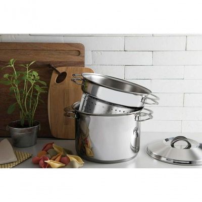 Jogo Cozi-pasta Tramontina Solar Em Aço Inox 24cm 2 Peças
