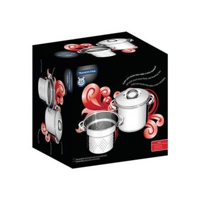 Jogo Cozi-pasta Tramontina Solar Em Aço Inox 24cm 2 Peças