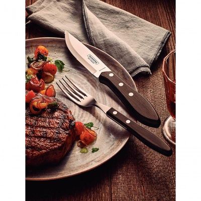 Garfo Jumbo Tramontina Churrasco Aço Inox Polywood Castanho