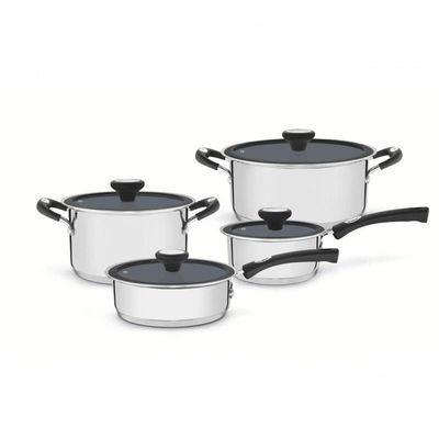 Jogo De Panelas Tramontina Solar Ceramic Inox Com Revestimento Cerâmico Grafite 4 Peças