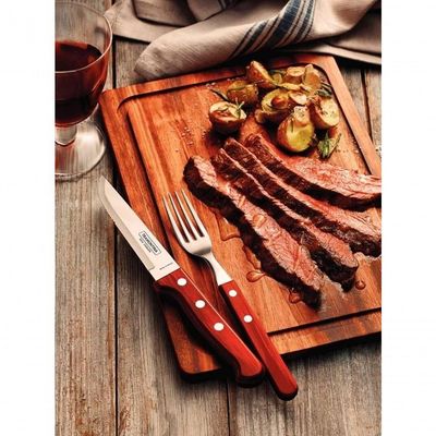 Jogo De Churrasco Jumbo Tramontina Cabo Polywood Vermelho 12 Peças