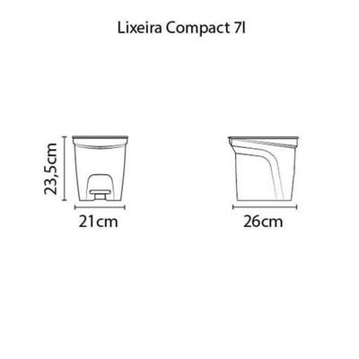Lixeira Tramontina Compact Pedal Cinza Com Haste Em Aço Galvanizado 7 L