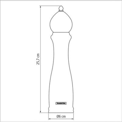 Moedor De Pimenta E Sal Tramontina Churrasco Black Em Cerâmica Com Recipiente De Madeira 10