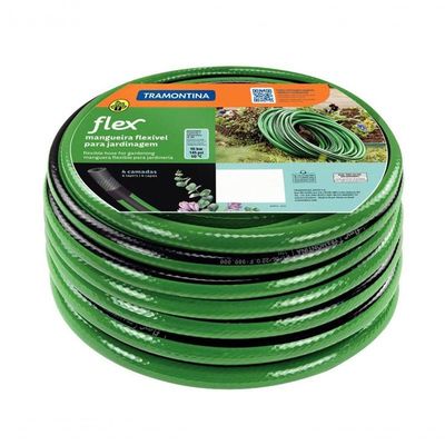 Mangueira Flex Para Jardim Tramontina Em Pvc Verde Com Faixa Preta 4 Camadas 15m
