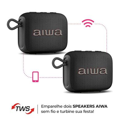 Caixa De Som Speaker Aiwa AWS-SP-07-B 7W Bluetooth IPX6 Bivolt