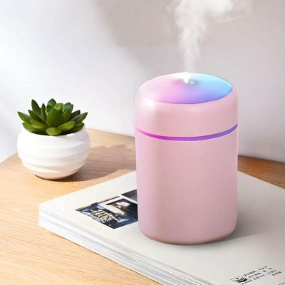 Umidificador Portátil Ultrassônico Usb 300ml Rosa – Bivolt Com Função Luminária