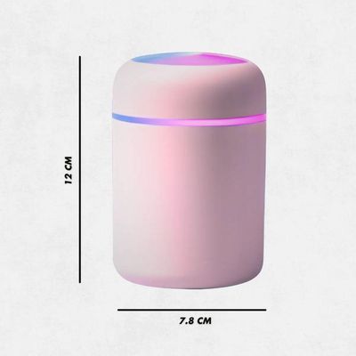 Umidificador Portátil Ultrassônico Usb 300ml Rosa – Bivolt Com Função Luminária