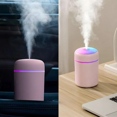 Umidificador Portátil Ultrassônico Usb 300ml Rosa – Bivolt Com Função Luminária