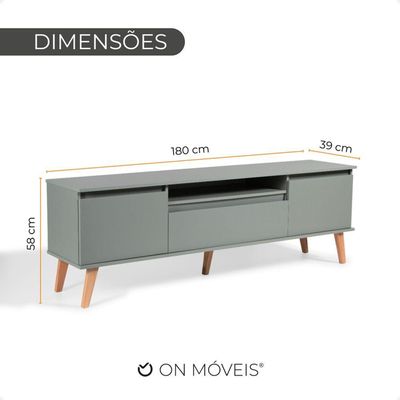 Rack Para Tv 180cm Retro Mdf Verde Dallas - On Móveis