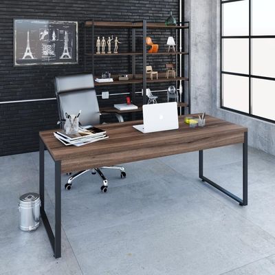 Mesa Kuadra Diretor 180x70x75cm Nogal - Est. Preta Nogal - Est. Preta