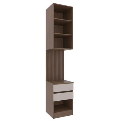 Armário Modulado de Lateral Bartira Lugano com 1 Porta 2 Gavetas 2 Prateleiras Casal – Avelã/Capuccino