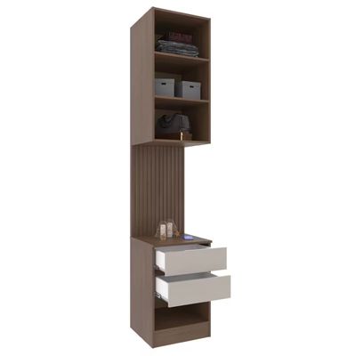 Armário Modulado de Lateral Bartira Lugano com 1 Porta 2 Gavetas 2 Prateleiras Casal – Avelã/Capuccino