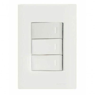 Conjunto 4x2 3 Interruptores Simples 10 A 250 V Tramontina Giz Branco