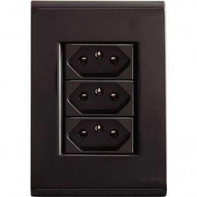 Conjunto Tramontina 4x2 Com 3 Tomadas 2p+t 10 A 250 V Liz Grafite