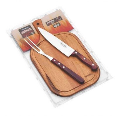 Jogo Para Churrasco Tramontina Polywood Vermelho 3 Peças