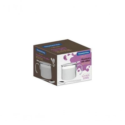 Açucareiro Tramontina Buena Em Aço Inox Com Colher 8cm 350ml