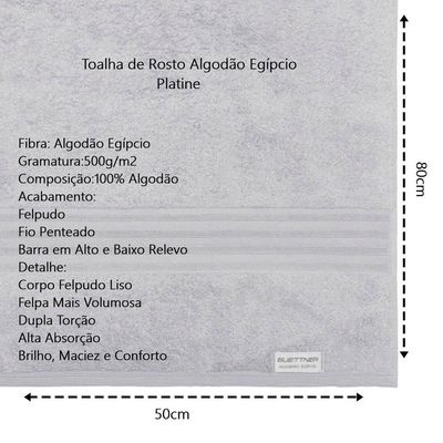 Jogo De Toalha Buettner 5 Peças Algodão Egípcio Platine Color Prata E Branco