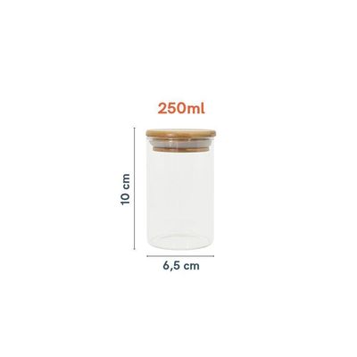 Pote De Mantimentos Redondo 250ml Tampa Bambu Oikos