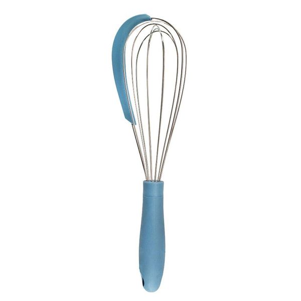 Batedor De Ovos Com Raspador De Silicone E Metal Azul Oikos
