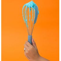 Batedor De Ovos Com Raspador De Silicone E Metal Azul Oikos
