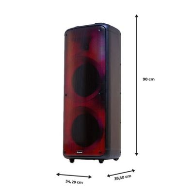 Caixa de Som Amplificada Amvox Party Vox Prime Bivolt com Bluetooth, Alça, 2 woofers de 10", 1 tweeter de 3" e Display de LED 2000W - Preta