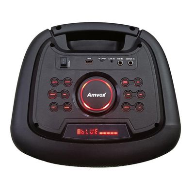 Caixa de Som Amplificada Amvox Party Vox Prime Bivolt com Bluetooth, Alça, 2 woofers de 10", 1 tweeter de 3" e Display de LED 2000W - Preta