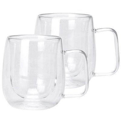 Conjunto com 2 Canecas para Café Dynasty Coffee Time em Vidro Borossilicato Parede Dupla  220 ml