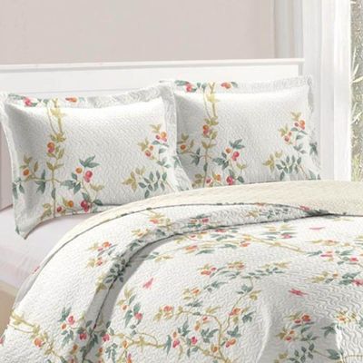 Kit Cobre Leito Colcha Daily Queen 3 Peças Dupla Face Estampado Floral - Floral 20 - 100% Poliéster