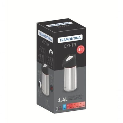 Garrafa Térmica Tramontina Exata Em Inox Com Ampola De Aço 1,4 Litros