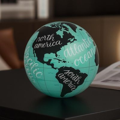Globo Mundial Giratório Luminária – Descubra O Mundo Em Sua Mesa - Verde