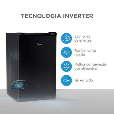 Frigobar Preto 124L Inverter Midea MDRD181FGD303 Bivolt