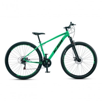 Bicicleta Aro 29 Ksw 24 Vel Shimano Alumínio Freio Disco Xlt100 Mtb Verde 21
