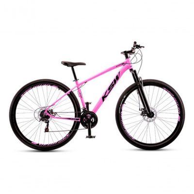 Bicicleta Aro 29 Ksw 21 Vel Shimano Alumínio Freio Disco Xlt100 Mtb Rosa 19