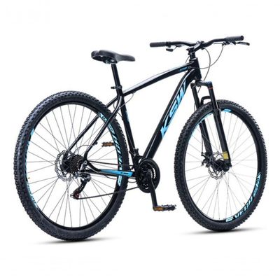 Bicicleta Aro 29 Ksw 21 Vel Shimano Alumínio Freio Disco Xlt100 Mtb Preto/azul 19