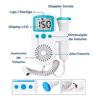 Aparelho Doppler Fetal Portátil Com Tela Lcd – Monitor De Batimentos Cardíacos Do Bebê - Verde