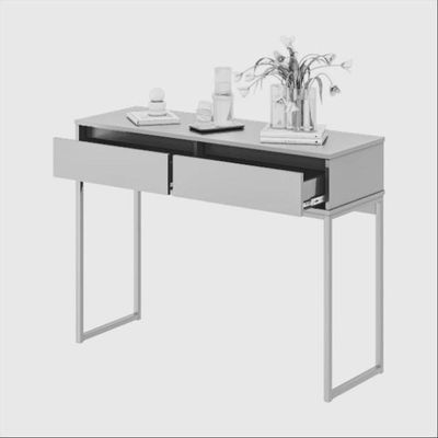 Aparador Moderno Estilo Industrial Com Base Metal 2 Gavetas - Branco Branco