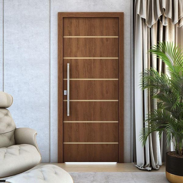 Kit 2 Portas De Madeira Frisada U.v 210cm X 90cm - R50vl Imbuia