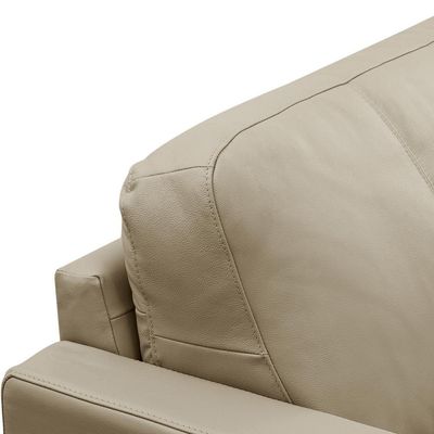 Sofá 4 Lugares Com Chaise Direito Sala Living 316cm Logus L06 Couro Bege Areia - Lyam Decor