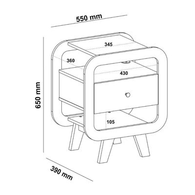 Mesa Lateral Com 1 Gaveta E Portas Usb Multimóveis Cr45304 Cinamomo-off White
