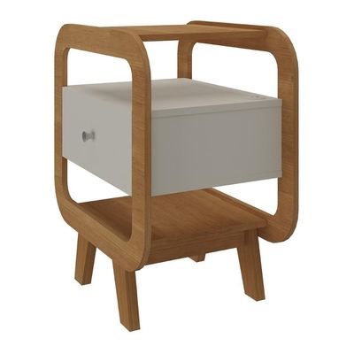 Mesa Lateral Com 1 Gaveta E Portas Usb Multimóveis Cr45304 Cinamomo-off White