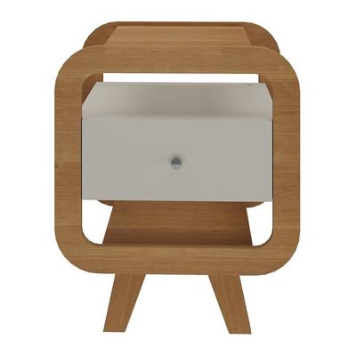 Mesa Lateral Com 1 Gaveta E Portas Usb Multimóveis Cr45304 Cinamomo-off White