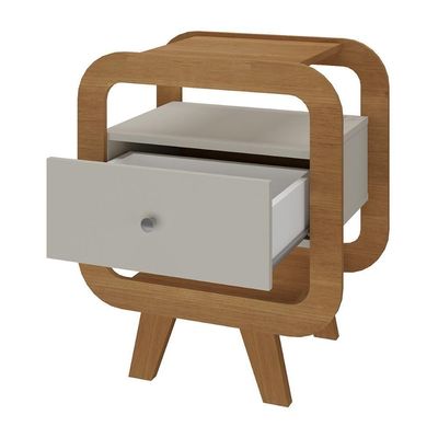 Mesa Lateral Com 1 Gaveta E Portas Usb Multimóveis Cr45304 Cinamomo-off White