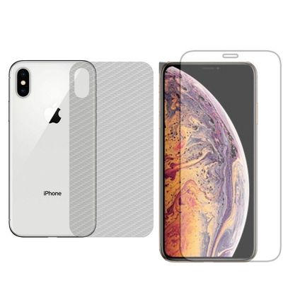 Película Hidrogel + Adesivo Fibra De Carbono Para Iphone Xs Max - Transparente