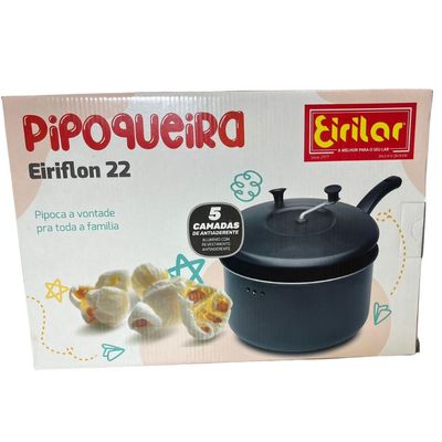 Panela Pipoqueira 22cm 4 Litros Antiaderente Eirilar Preto Preto