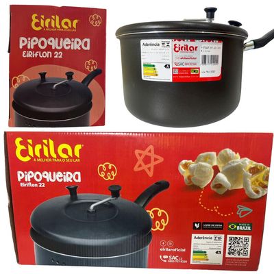Panela Pipoqueira 22cm 4 Litros Antiaderente Eirilar Preto Preto