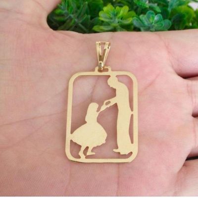 Pingente Masculino Pai e Filha Banhado a Ouro 18k